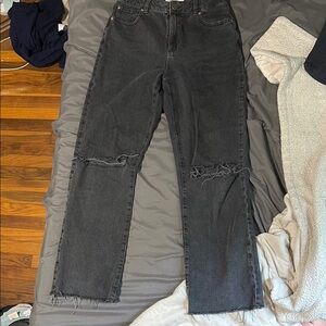 Garage Black Straight Leg Jeans